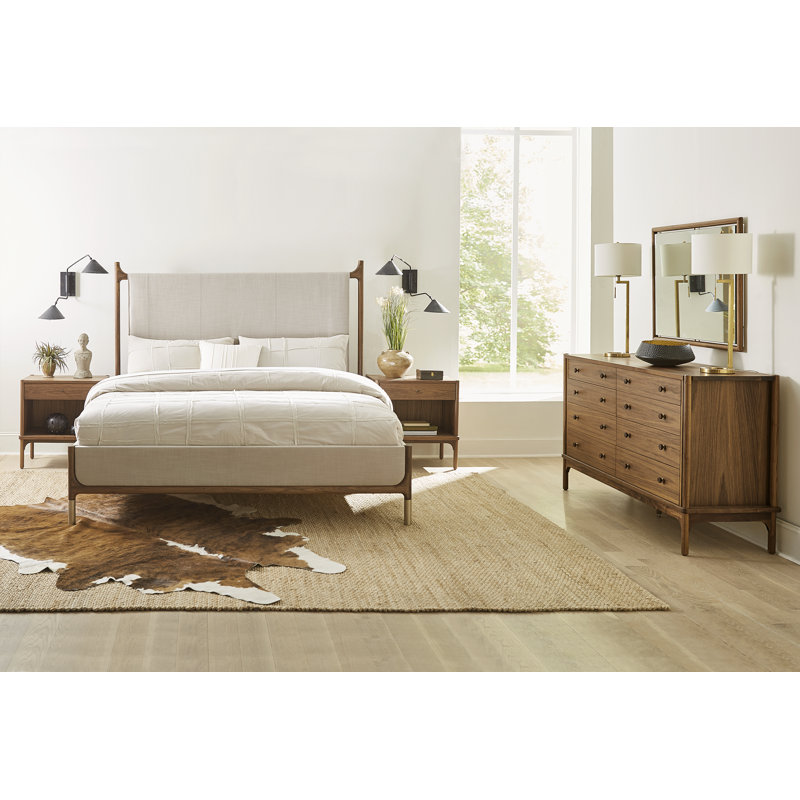 Stickley Walnut Grove Solid Wood Upholstered Bed Perigold